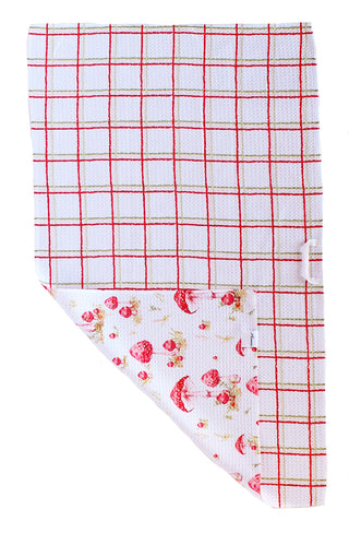 Watercolor Mushrooms Red | Double-Sided Waffle Towel