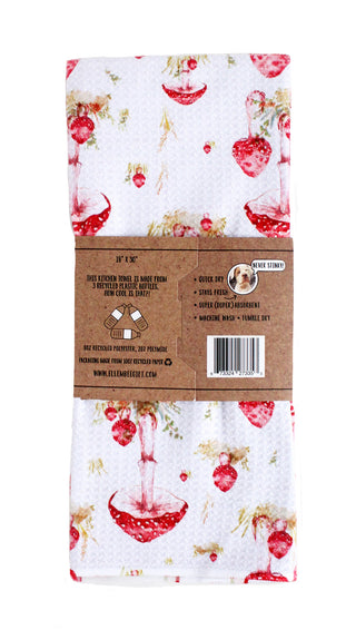 Watercolor Mushrooms Red | Double-Sided Waffle Towel