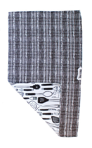 Black and White Kitchen Utensils | Double-Sided Waffle Towel