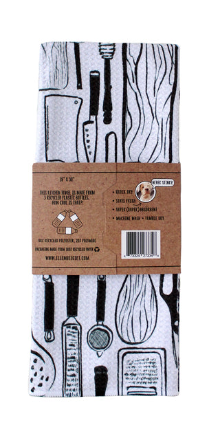 Black and White Kitchen Utensils | Double-Sided Waffle Towel