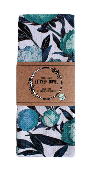 Blue Roses | Double-Sided Waffle Towel