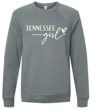 Storm sweatshirt with 'Tennessee girl' printed in cream ink.