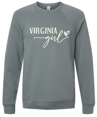 Storm sweatshirt with 'Virginia girl' printed in cream ink.