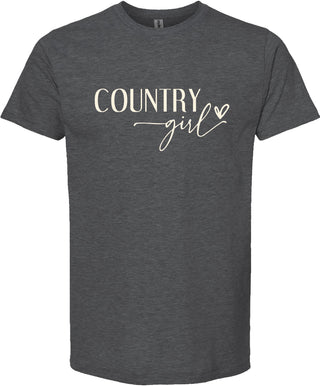 Dark Gray t-shirt with 'Country Girl' printed in cream ink.