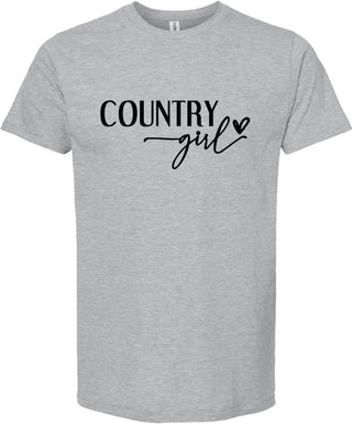 Light Gray t-shirt with 'Country Girl' printed in black ink.