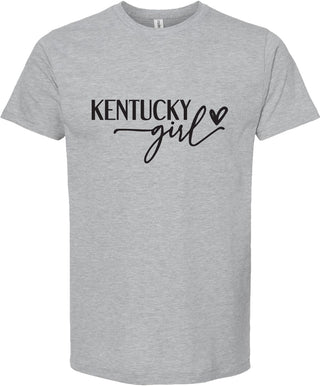 Light Gray t-shirt with 'Kentucky Girl' text on a white background