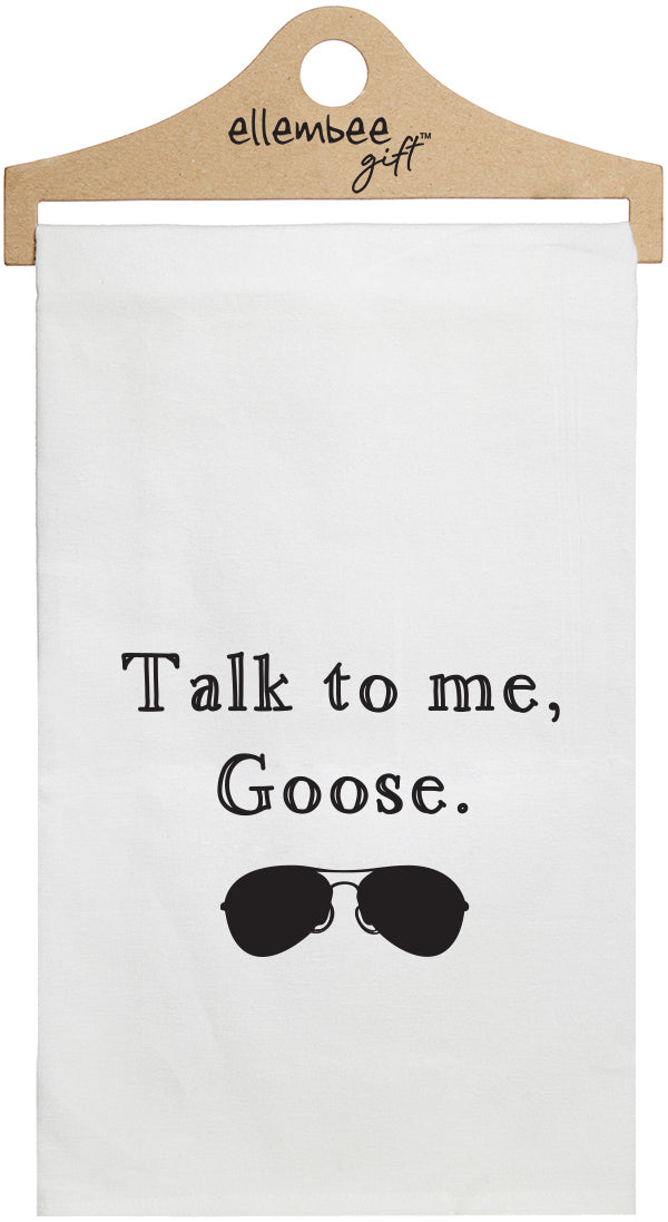 talk to me goose white kitchen tea towel