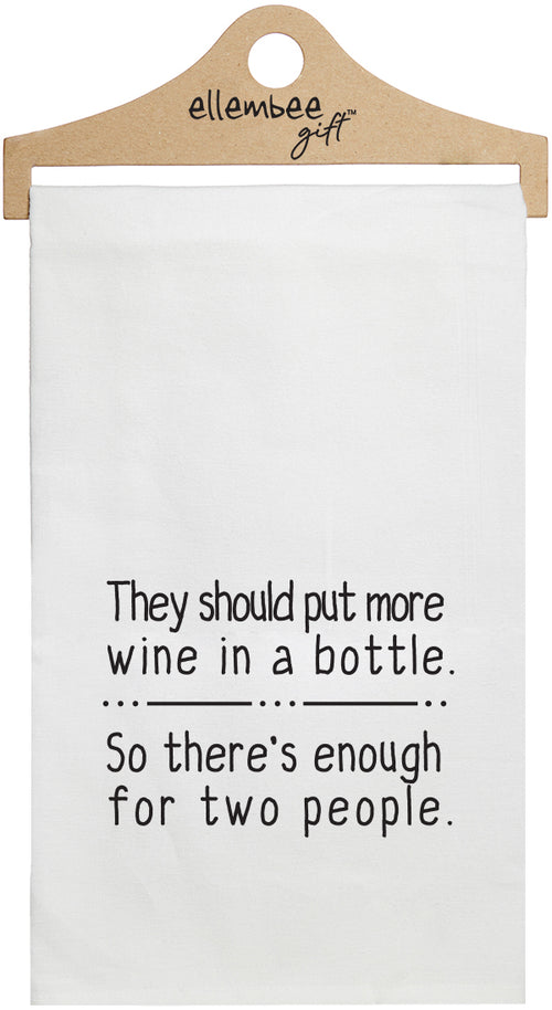 they should put more wine in a bottle so there's enough for two people - white kitchen tea towel