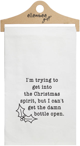 I'm trying to get into the Christmas spirit, but I can't get the damn bottle open - white kitchen tea towel