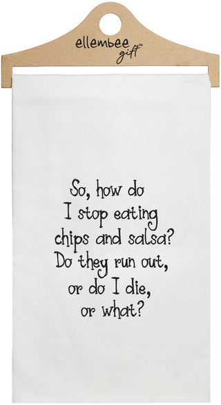 so how do you stop eating chips and salsa - white kitchen tea towel