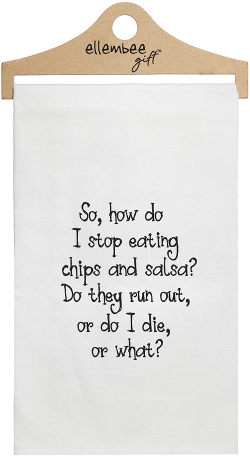 so how do you stop eating chips and salsa - white kitchen tea towel