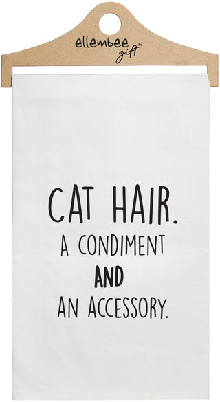 Cat hair. a condiment and an accessory - white kitchen tea towel