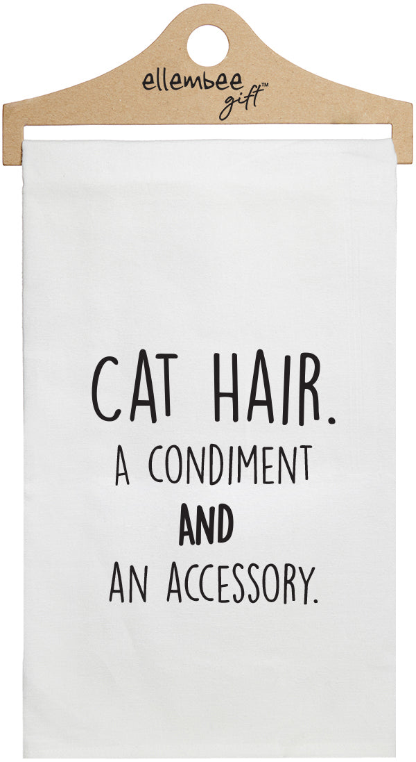 Cat hair. a condiment and an accessory - white kitchen tea towel