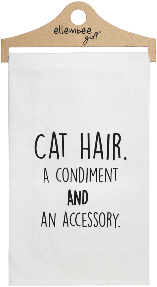 Cat hair. a condiment and an accessory - white kitchen tea towel