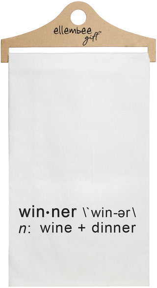 Winner. Wine + dinner - white kitchen tea towel