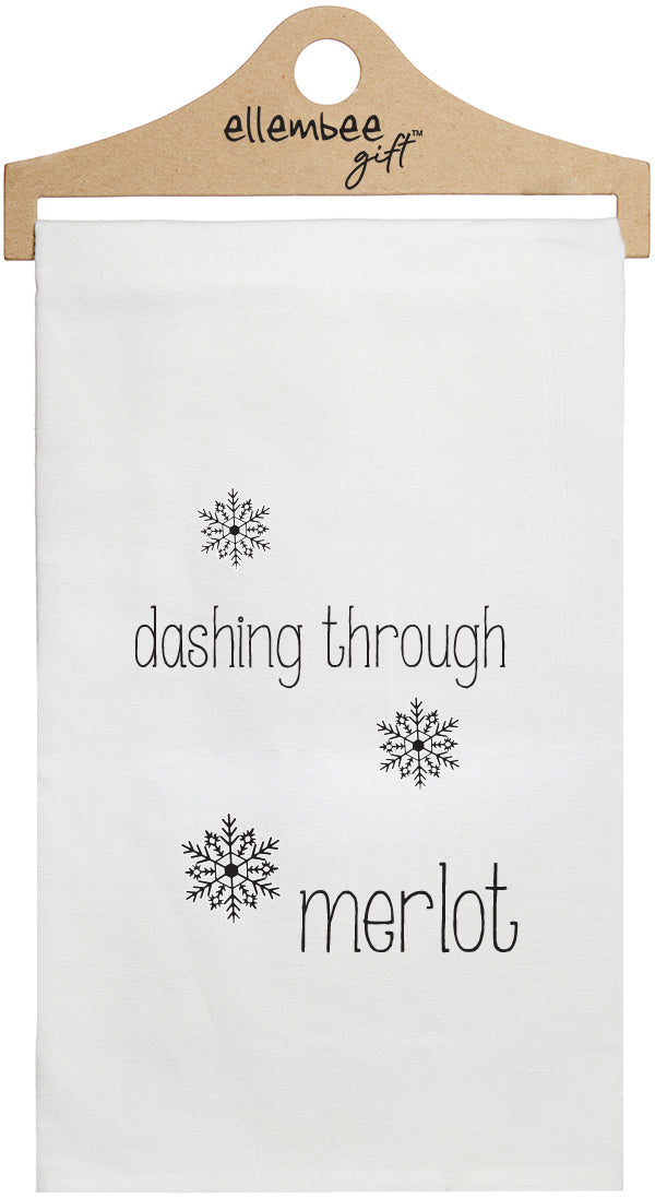 Dashing through merlot - white kitchen tea towel