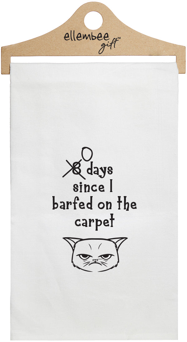 eight/zero days since I barfed on the carpet - white kitchen tea towel