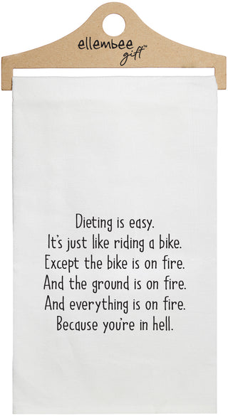 Dieting is easy ... everything is on fire, because you're in hell - white kitchen tea towel