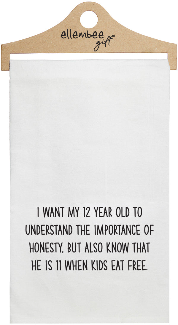 I want my 12 year old to understand the importance of honesty but also know that he is 11 when kids eat free kitchen tea towel - white kitchen tea towel