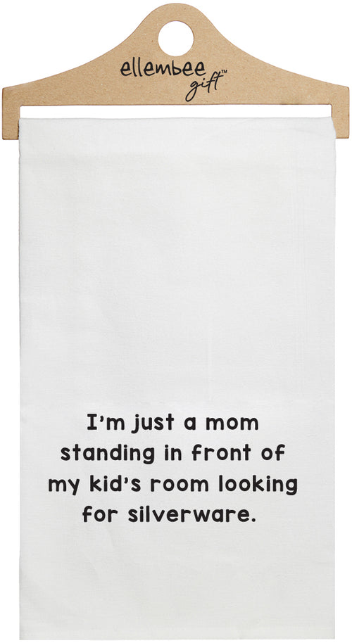 I'm just a mom standing in front of my kid's room looking for silverware - white kitchen tea towel