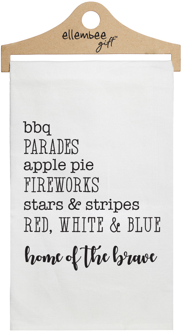 Home of The Brave Bbq Parades Favorite Things - White Kitchen Tea Towel