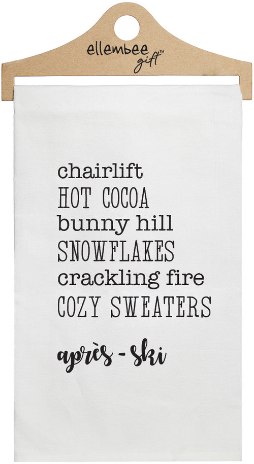 Apres-ski Chairlift Hot Cocoa Favorite Things - White Kitchen Tea Towel