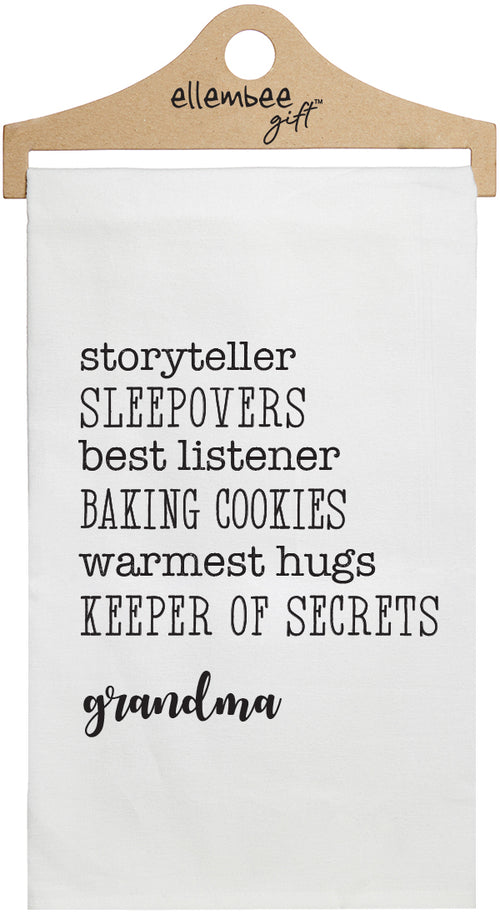 Grandma Storyteller Sleepovers Favorite Things - White Kitchen Tea Towel