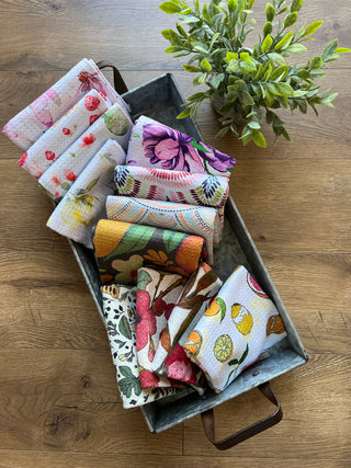 Blush Watercolor Cone Flowers | Double-Sided Waffle Towel
