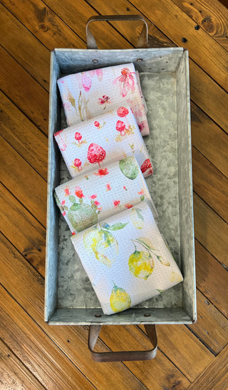 Blush Watercolor Cone Flowers | Double-Sided Waffle Towel
