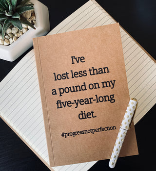 I've loss less than a pound on my five-year long diet. #progressnotperfection kraft notebook
