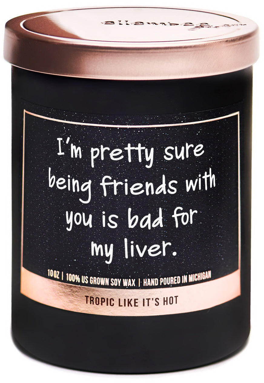 I'm pretty sure being friends with you is bad for my liver 100% soy wax candles