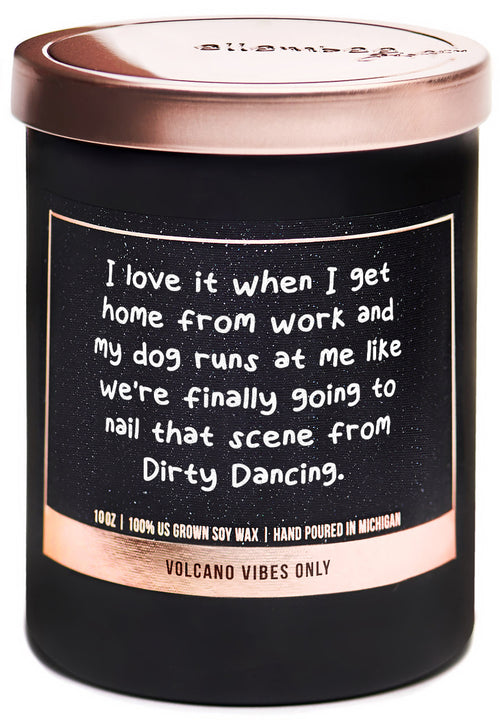I love it when I get home from work and my dog runs at me like we're finally going to nail that scene from dirty dancing 100% soy wax candles