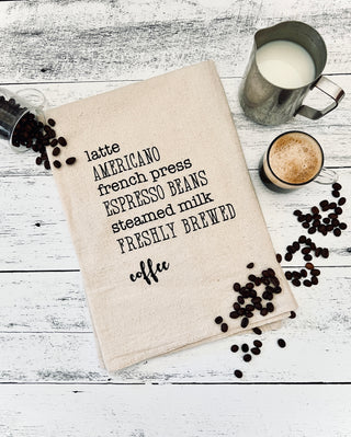 Coffee Latte Americano Favorite Things Kitchen Towel