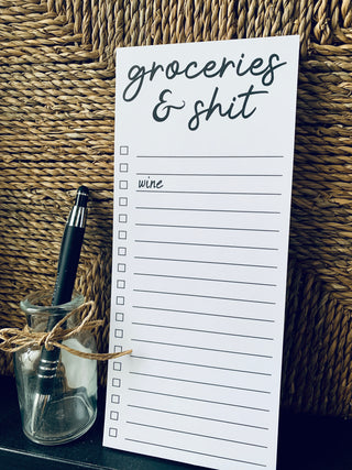 Groceries & shit wine list pad