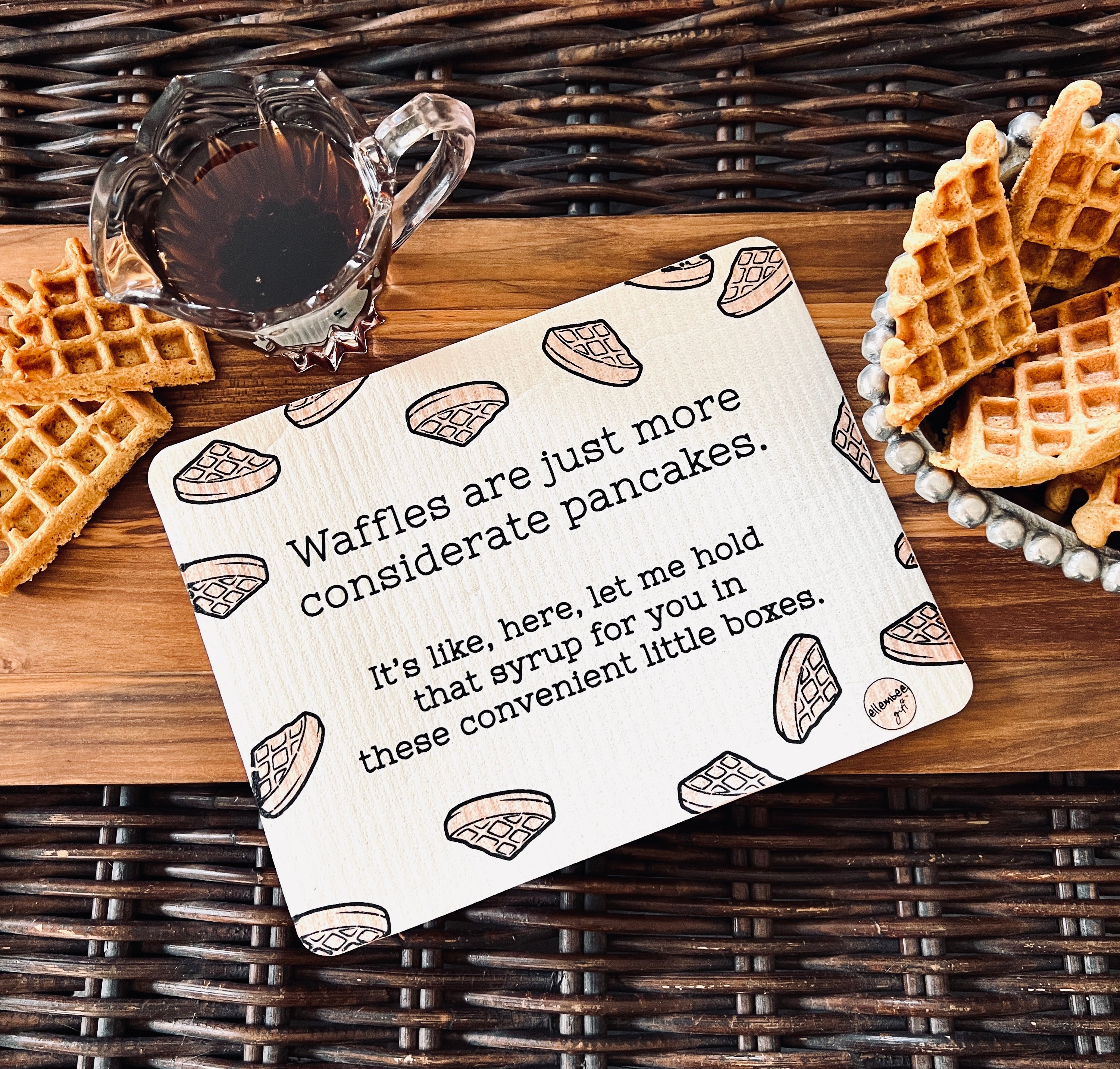 A waffle is just a more considerate pancake.  It's like, let me hold that syrup for you in these convenient boxes Swedish dishcloth