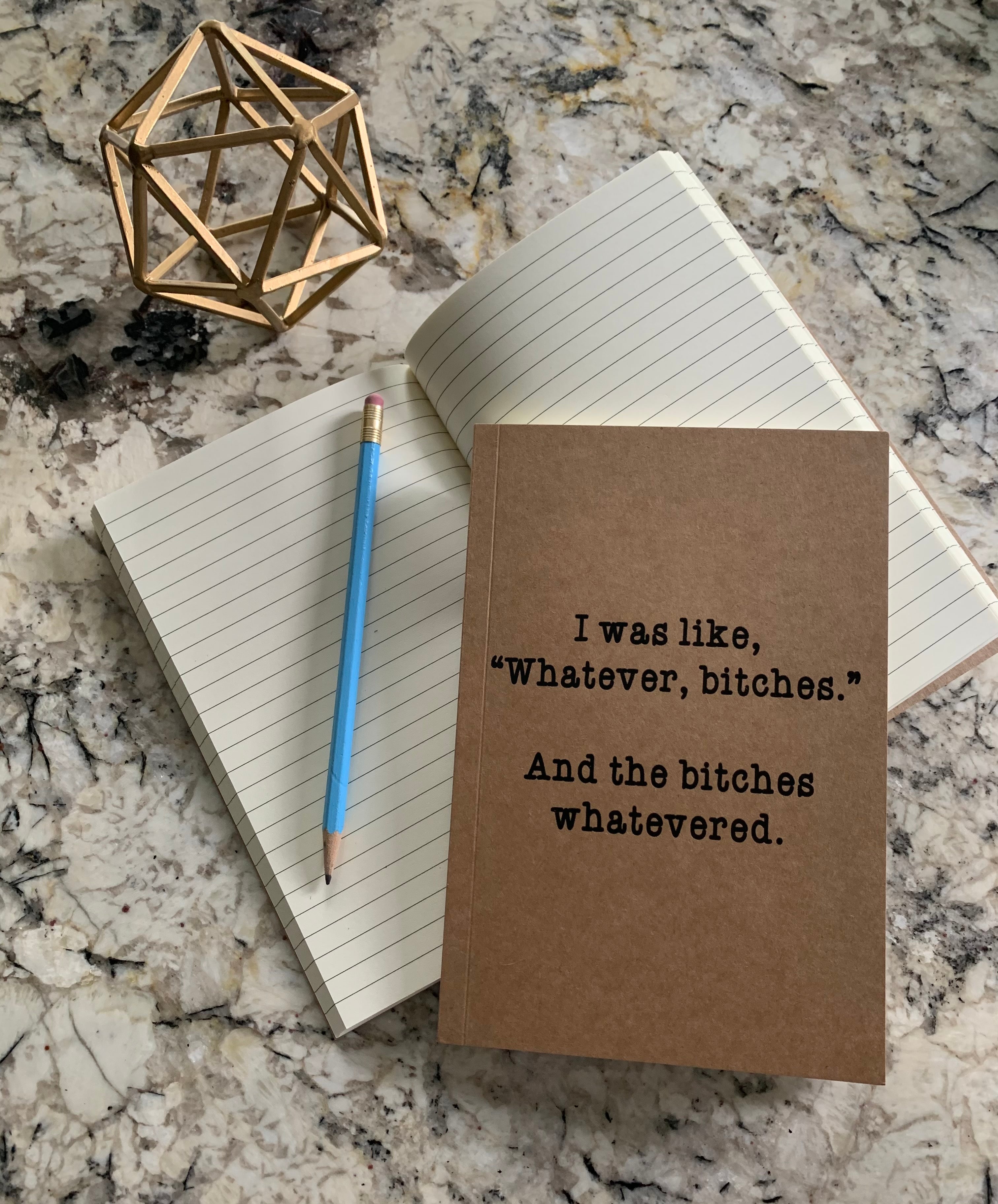 I was like "Whatever, bitches."  And the bitches whatevered. kraft notebook